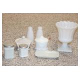 (8) VARIOUS PIECES OF MILK GLASS (8) VARIOUS PIECES OF MILK GLASS