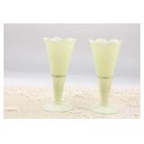 PAIR NORTHWOOD CUSTARD GLASS VASES PAIR NORTHWOOD CUSTARD GLASS VASES