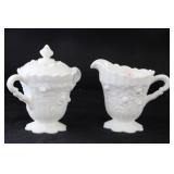 PAIR FENTON PRE LOGO MILK GLASS CREAM & SUGAR PAIR FENTON PRE LOGO MILK GLASS CREAM & SUGAR
