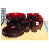 (20) PCS OF RUBY RED GLASSWARE (20) PCS OF RUBY RED GLASSWARE