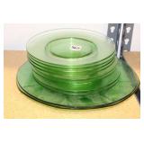 (10) GREEN DEPRESSION PLATES (10) GREEN DEPRESSION PLATES