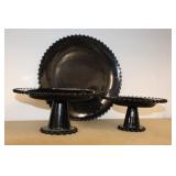 (2) PCS IMPERIAL BLACK GLASS AND BLACK PLATE (2) PCS IMPERIAL BLACK GLASS AND BLACK PLATE