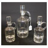 (3) GLASS OLIVE OIL BOTTLES/CRUETS (3) GLASS OLIVE OIL BOTTLES/CRUETS