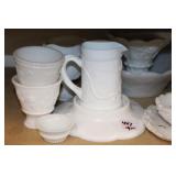 (19) PIECES MILK GLASS (19) PIECES MILK GLASS