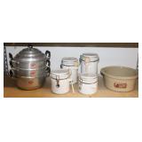 STEAMER, CANISTERS, CROCKERY BOWL STEAMER, CANISTERS, CROCKERY BOWL