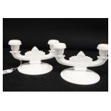 PAIR FENTON DOUBLE CANDLESTICK HOLDERS PAIR FENTON DOUBLE CANDLESTICK HOLDERS