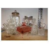 GLASS JARS, CRUETS, CANDY DISH ETC. GLASS JARS, CRUETS, CANDY DISH ETC.