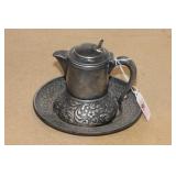 SILVER PLATE PITCHER & UNDERPLATE SILVER PLATE PITCHER & UNDERPLATE