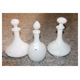 (3) MILK GLASS DECANTERS (3) MILK GLASS DECANTERS