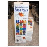 (4) STACKABLE/ENTENDING SHOE RACKS (4) STACKABLE/ENTENDING SHOE RACKS