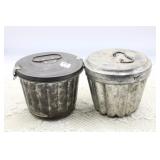 (2) 2 PIECE TIN PUDDING MOLDS (2) 2 PIECE TIN PUDDING MOLDS