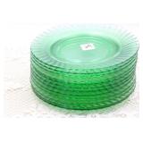 (12) GREEN DEPRESSION SWIRL SALAD PLATES (12) GREEN DEPRESSION SWIRL SALAD PLATES