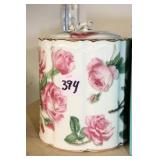 BURTON & BURTON ROMANTIC ROSE COVERED JAR BURTON & BURTON ROMANTIC ROSE COVERED JAR