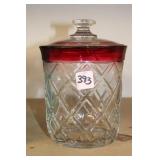 INDIANA GLASS RUBY FLASH BISCUIT JAR INDIANA GLASS RUBY FLASH BISCUIT JAR