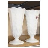 PAIR WESTMORELAND "PANELED GRAPE" VASES PAIR WESTMORELAND "PANELED GRAPE" VASES