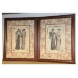 FRAMED PAIR VICTORIAN WOMEN PRINTS FRAMED PAIR VICTORIAN WOMEN PRINTS