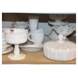 (19) PIECES MILK GLASS (19) PIECES MILK GLASS