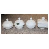(4) WESTMORELAND MILK GLASS CANDY DISHES (4) WESTMORELAND MILK GLASS CANDY DISHES