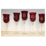 (5) PC RUBY TO CLEAR CANDLEHOLDER SET (5) PC RUBY TO CLEAR CANDLEHOLDER SET