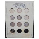 10 SILVER ROUNDS - "GREAT PATRIOTS OF THE U.S."