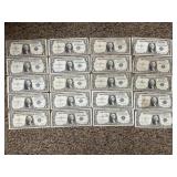 (20) SERIES 1935-G $1 SILVER CERTIFICATES