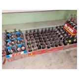 WOODEN RC COLA AND COKE BOXES WITH BOTTLES