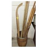 NAIL KEG WITH REPLACEMENT YARD TOOL HANDLES