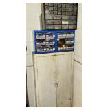 STORAGE CABINET WITH ELECTRIC TOOLS AND PARTS BINS