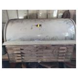 OAK CURVED GLASS STORE SHOWCASE (DAMAGE) AND