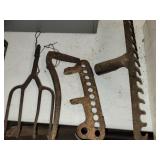 RAKE HEAD, HOOKS, ASSORTED TOOLS
