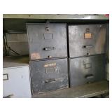 4 METAL FILING CABINETS: 3 DOUBLE DRAWER AND