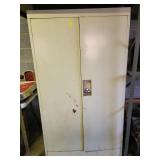 2 DOOR METAL CABINET WITH RESTAURANT WARE,