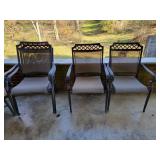 PATIO FURNITURE: 8 CHAIRS, GLIDER, WOOD TABLE, ETC