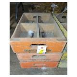 3 WOODEN ORANGE CRUSH CRATES