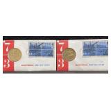 2 1973 BICENTENNIAL FIRST DAY COVER MEDALS