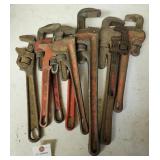 9 ASSORTED PIPE WRENCHES