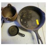 CAST IRON SKILLET, CAST IRON ASHTRAY AND SMELTING