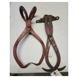 2 ANTIQUE ICE TONGS