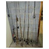 20 ASSORTED FISHING RODS - SOME WITH REELS