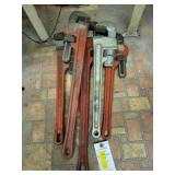 5 LARGE PIPE WRENCHES