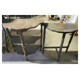 2 HALF ROUND MAHOGANY TABLES