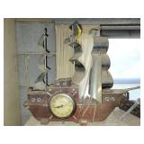 UNITED TALL SHIP MANTLE CLOCK - ELECTIC - WORKS