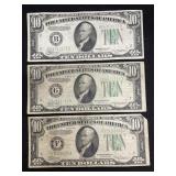 (3) SERIES 1934 $10 FEDERAL RESERVE NOTES -