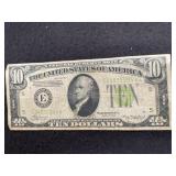 SERIES 1934 LIME SEAL $10 FEDERAL RESERVE NOTE -