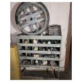 METAL PARTS BIN WITH FASTENERS, 2 WHEEL FORMS,