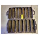 2 CAST IRON CORN PONE PANS
