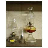 2 OIL LAMPS AND 1 OIL LAMP TOP