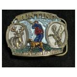 1986 HUNTING AN AMERICAN DREAM BELT BUCKLE W 1986 HUNTING AN AMERICAN DREAM BELT BUCKLE W