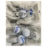 2 GOLF GLOVES & 5 ASSORTED GOLF BALL-SIGNED 2 GOLF GLOVES & 5 ASSORTED GOLF BALL-SIGNED