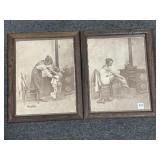 2 FRAMED VTG. PRINTS BY R. HENDRICKSON-AUTOGRAPHED 2 FRAMED VTG. PRINTS BY R. HENDRICKSON-AUTOGRAPHED